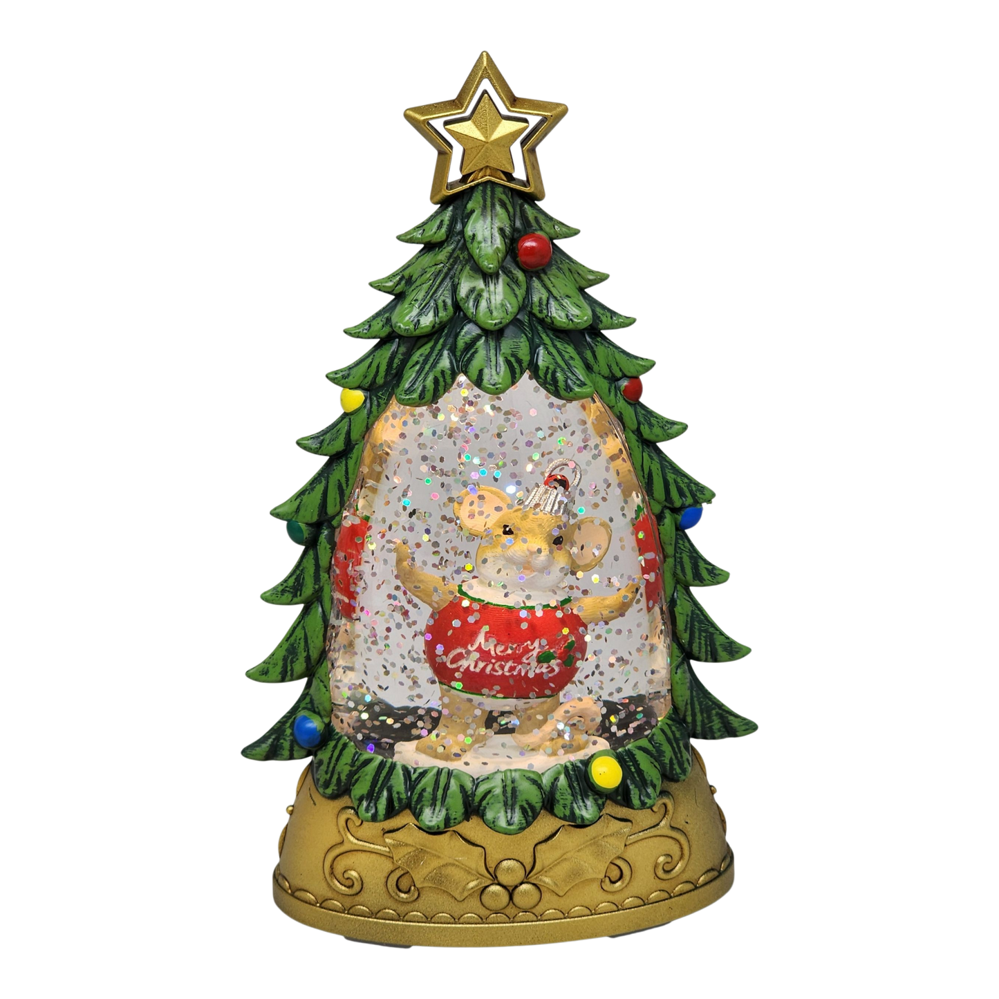 Charming Tails - Lighted Mouse Snowglobe Tree