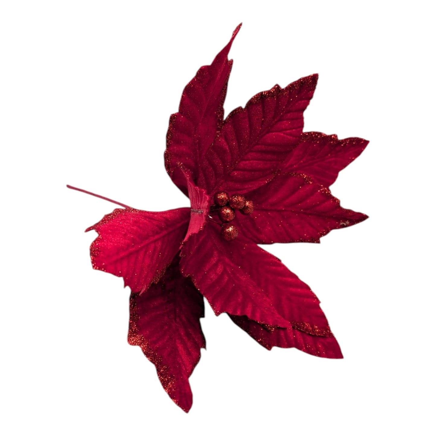 Poinsettia Pick - Red - 12 inch Bloom - 10 Inch Stem