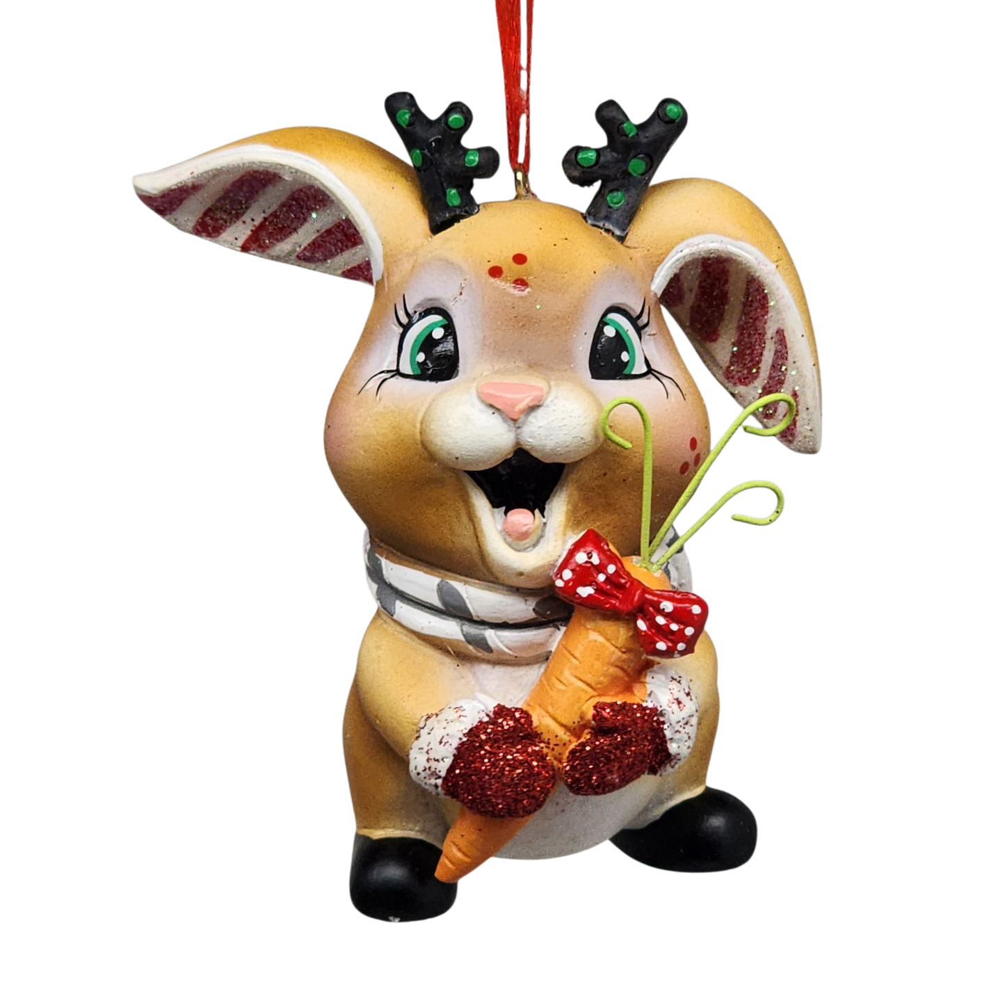 Jolly Bunny Ornament - Approximately 4 Inches