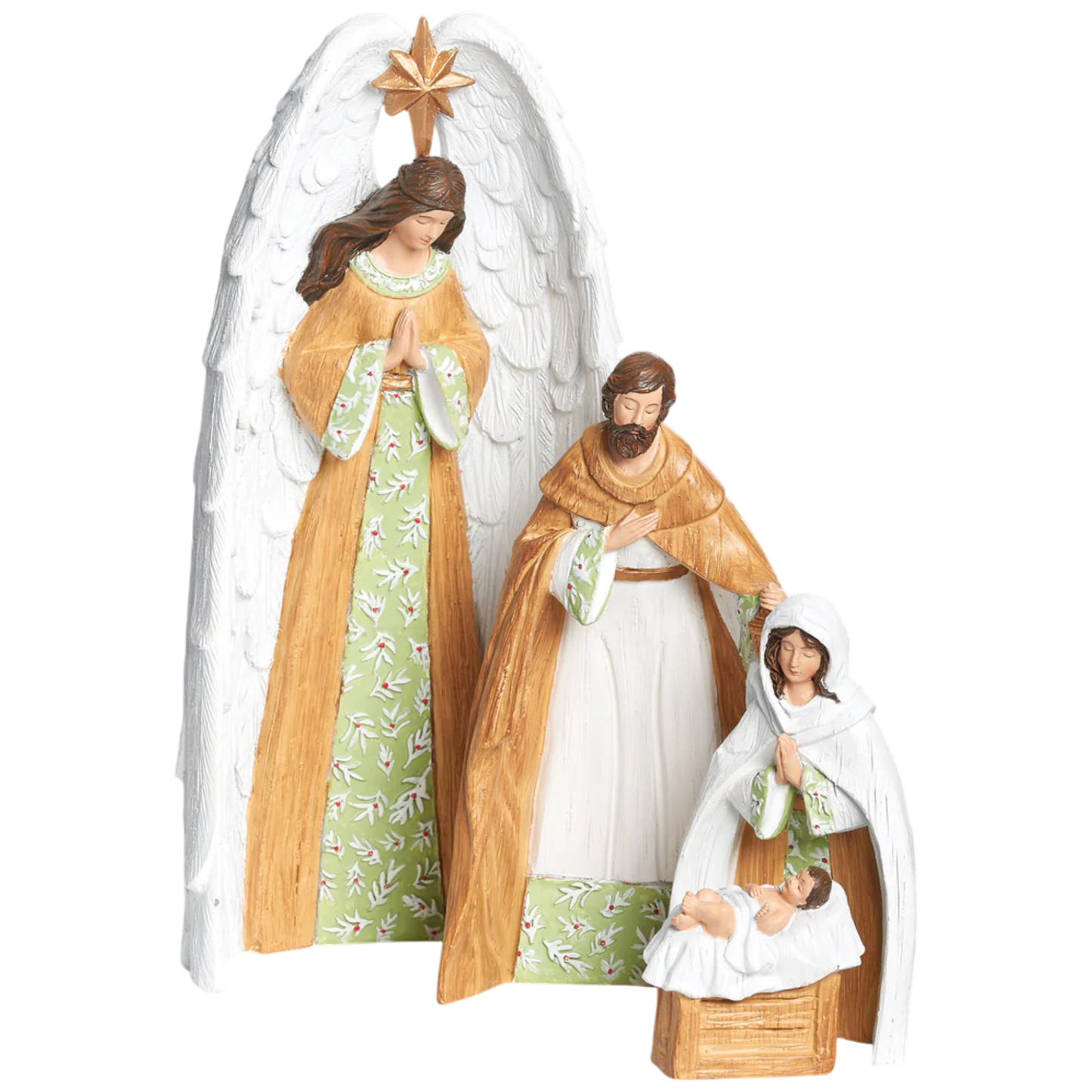 Mistletoe Pattern Nesting Nativity - 4 Piece Set