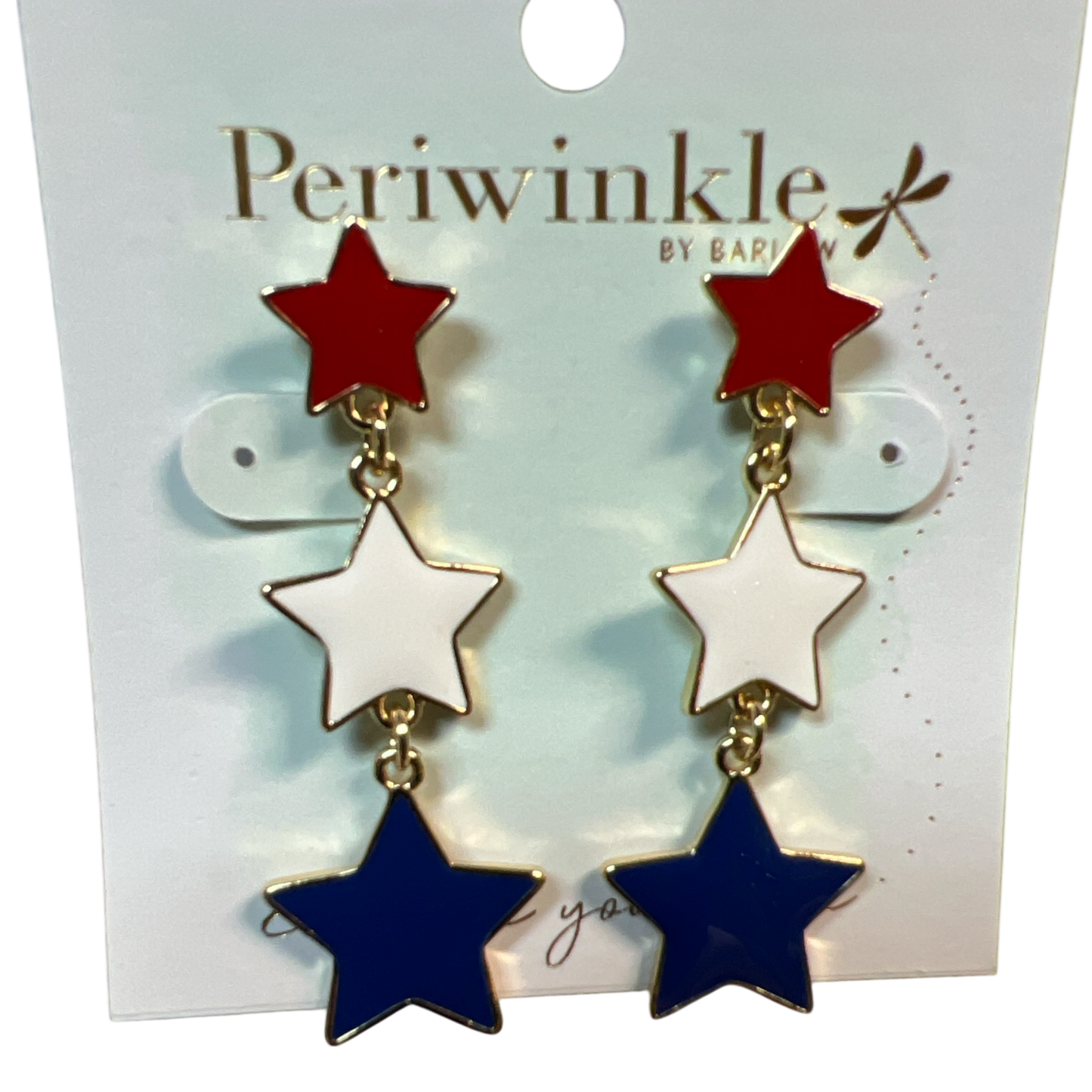 Patriotic Triple Star Earrings – Red, White & Blue