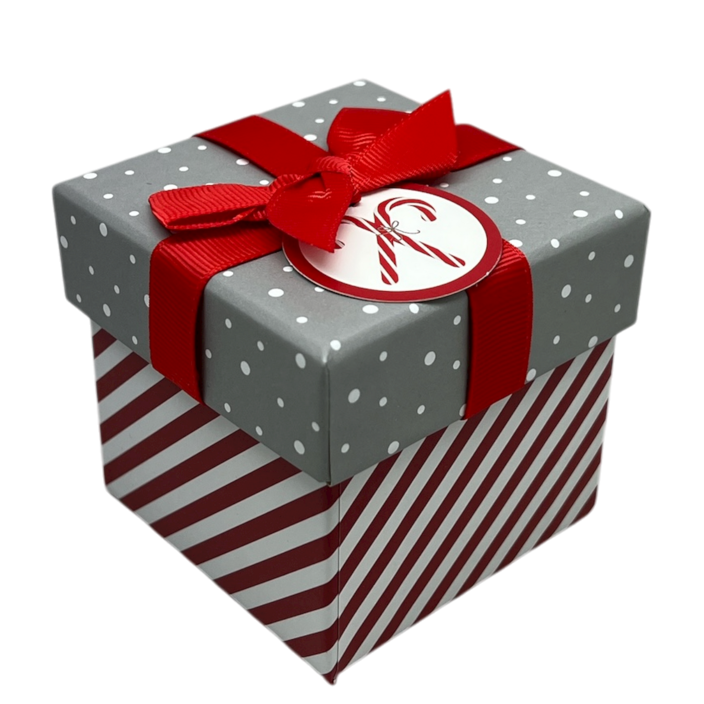 Gift Box Cube for Gift Cards - 3" x 3" - Candy Cane Stripe