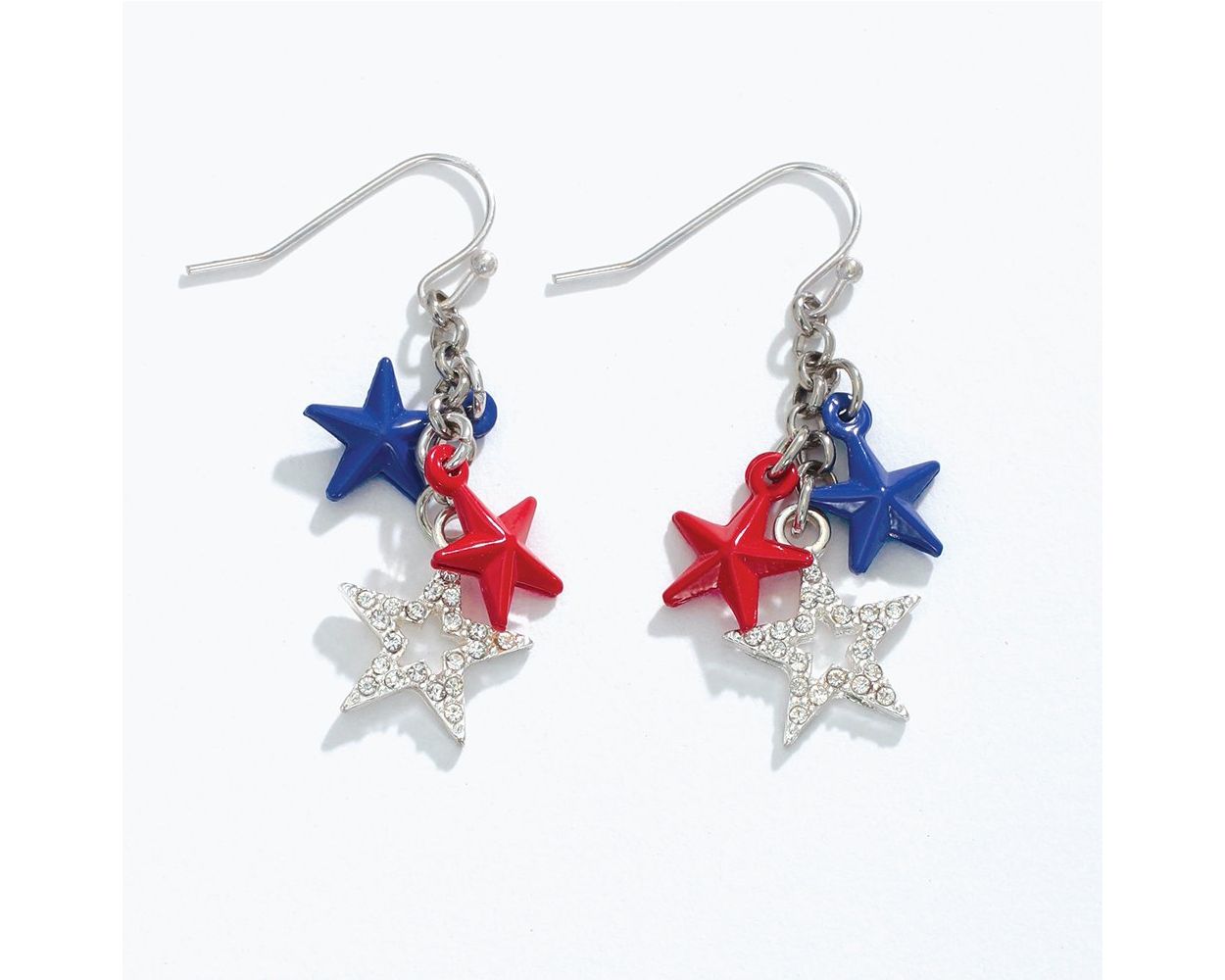 Patriotic Triple Star Dangle Earrings