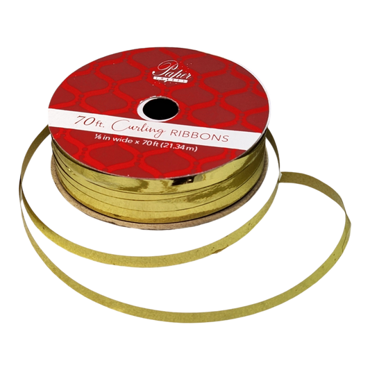 1/8 Inch Curling Ribbon - 70 Feet Long - Gold
