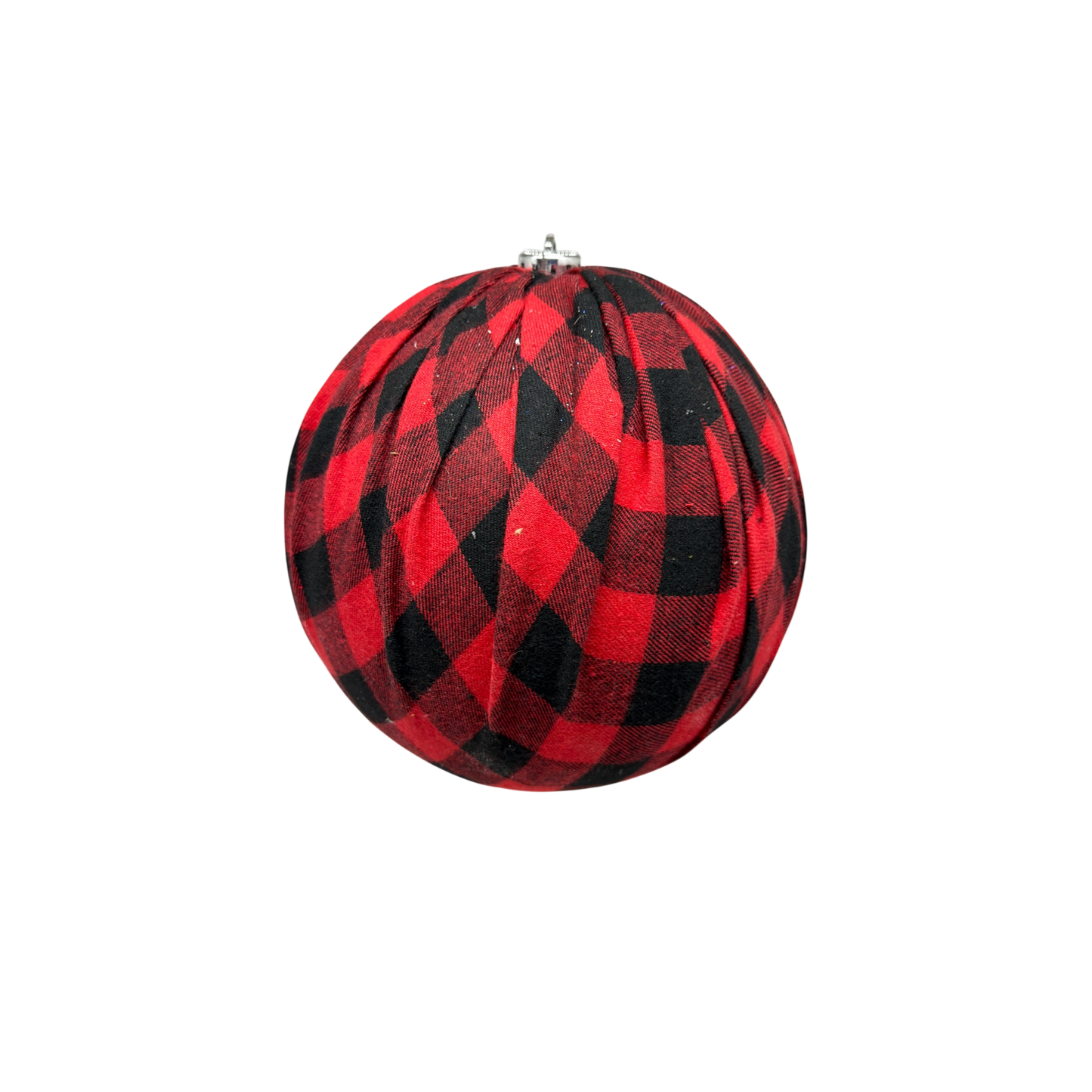 9"   Shatterproof Buffalo Plaid Fabric Wrapped Ball Ornament