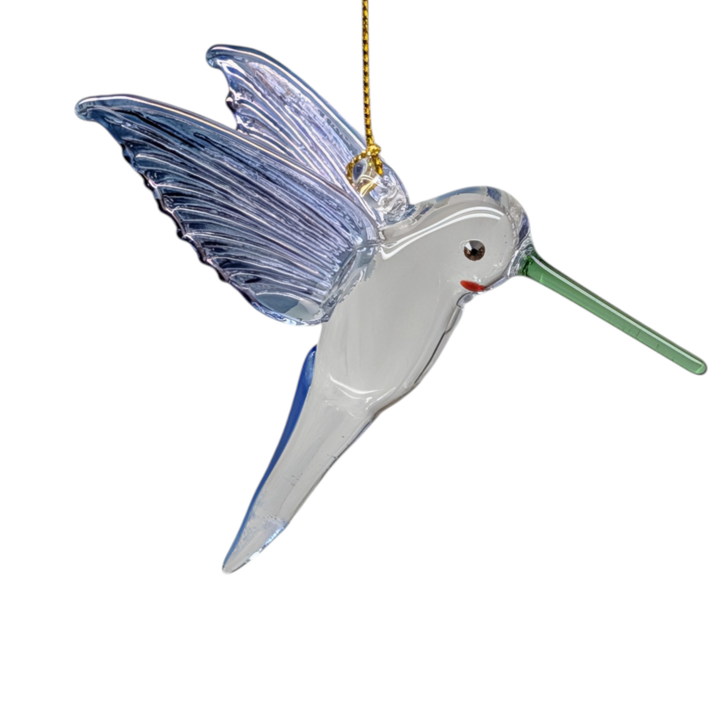 Feeding Hummingbird - Midsummer Blue - Egyptian Glass Ornament