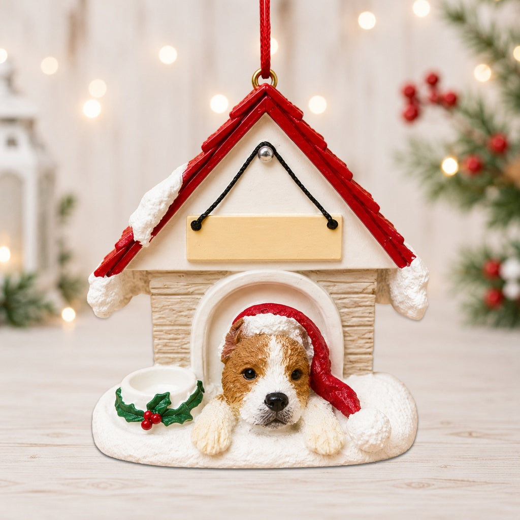 Ceramic Doghouse Ornament - Pit Bull