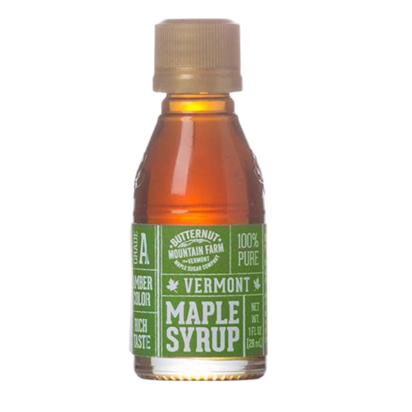 Vermont Maple Syrup - 1 Ounce Glass Bottle 'Nip' -  Amber