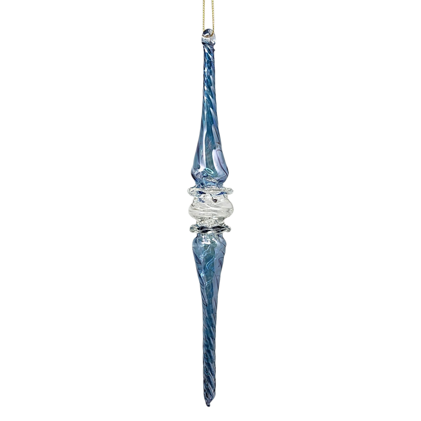Frosted Blue Swirl Spire Ornament