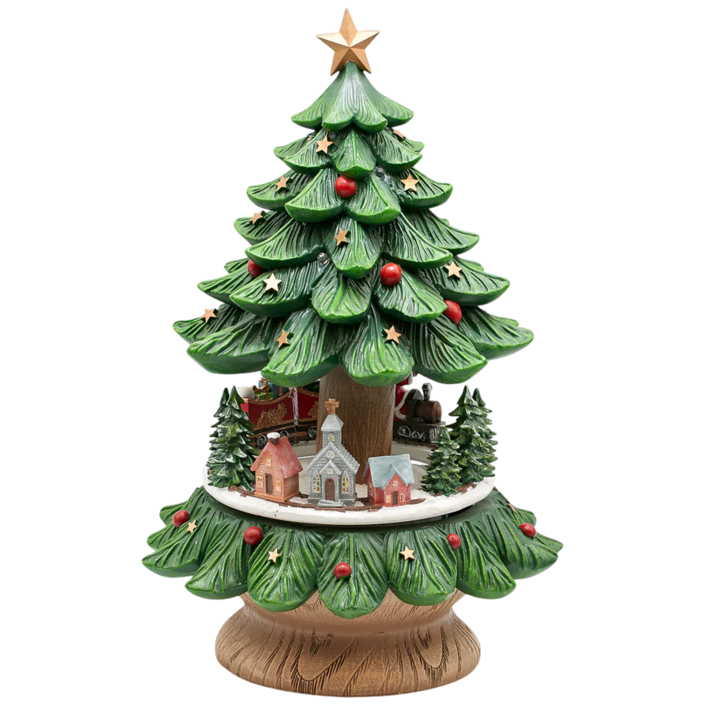 Musical Christmas Tree with Rotating Santa Train – 14 Inch