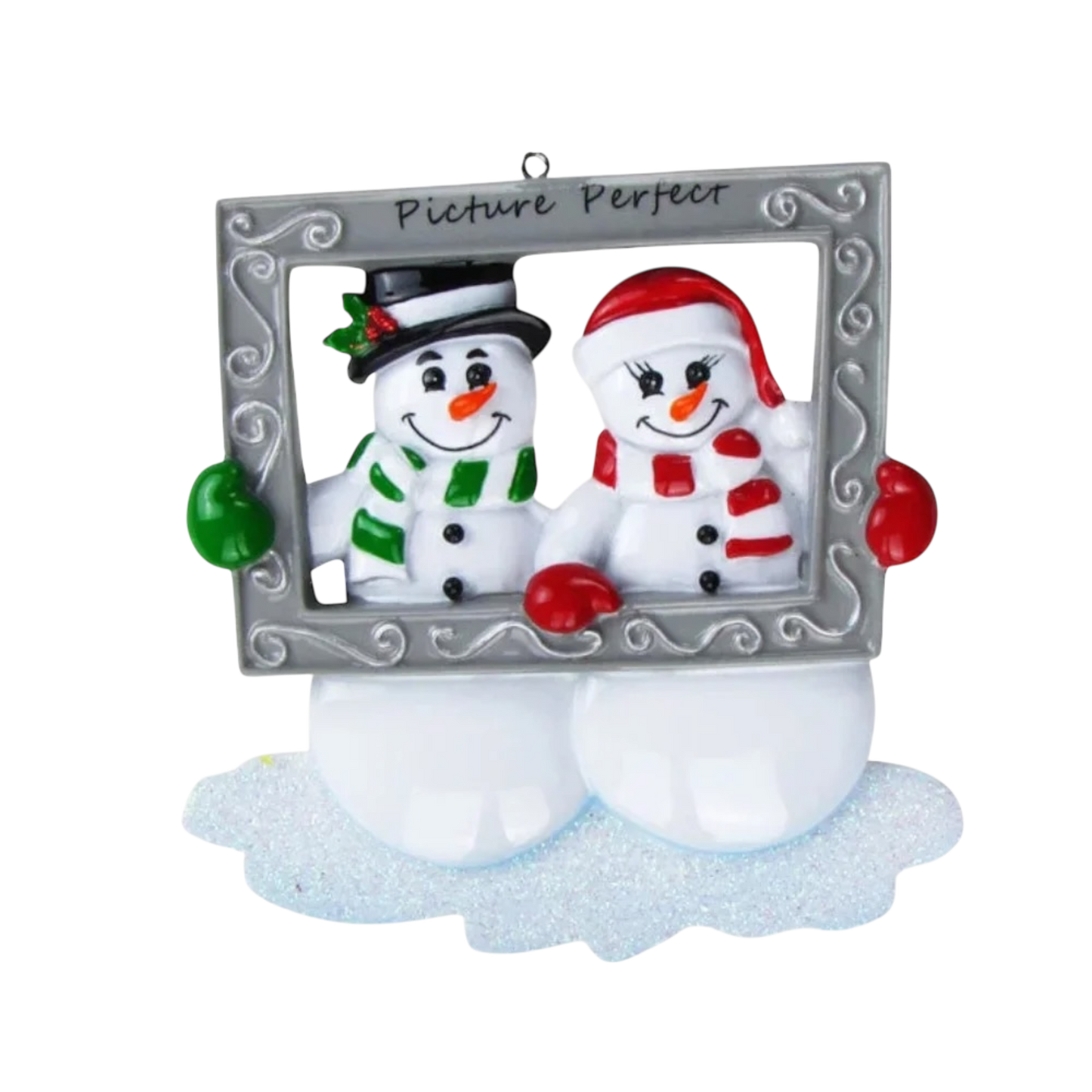 Snow Couple Holding Frame Personalized Christmas Ornament