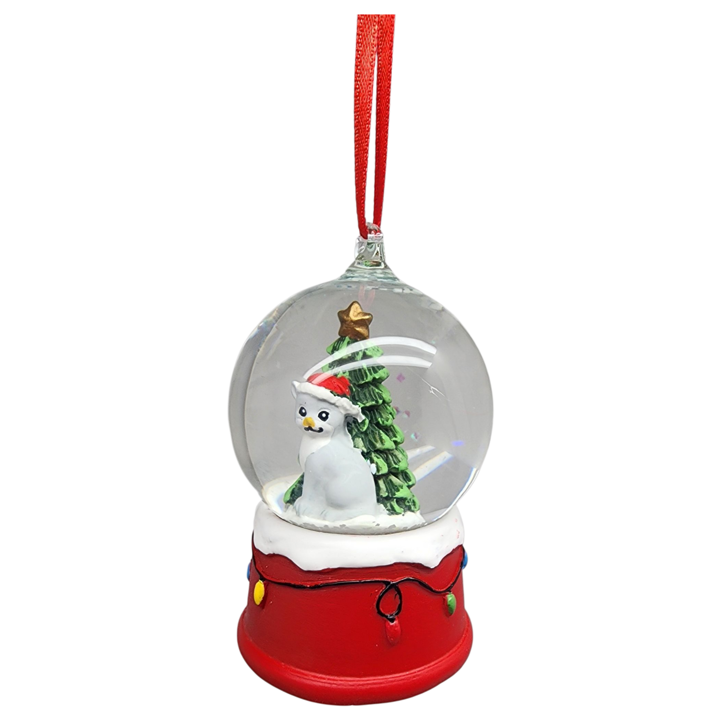 Charming Kitty Snow Globe Ornament - Grey Cat