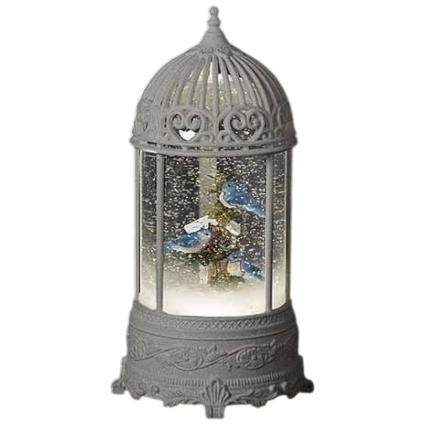 Bluebird with Holly Swirl Birdcage – 10.5 Inch