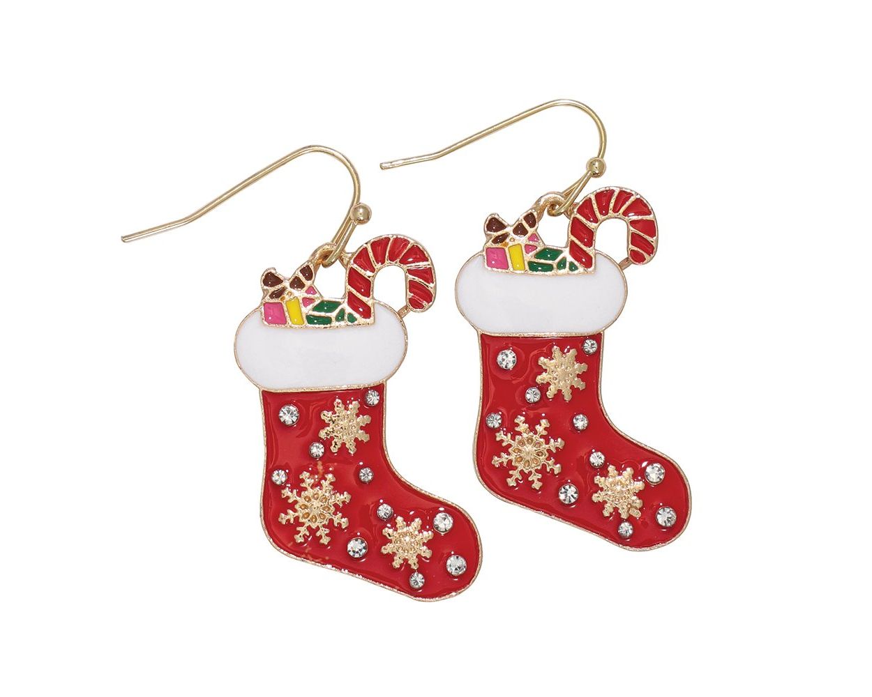 Red Stocking with Snowflakes Earrings