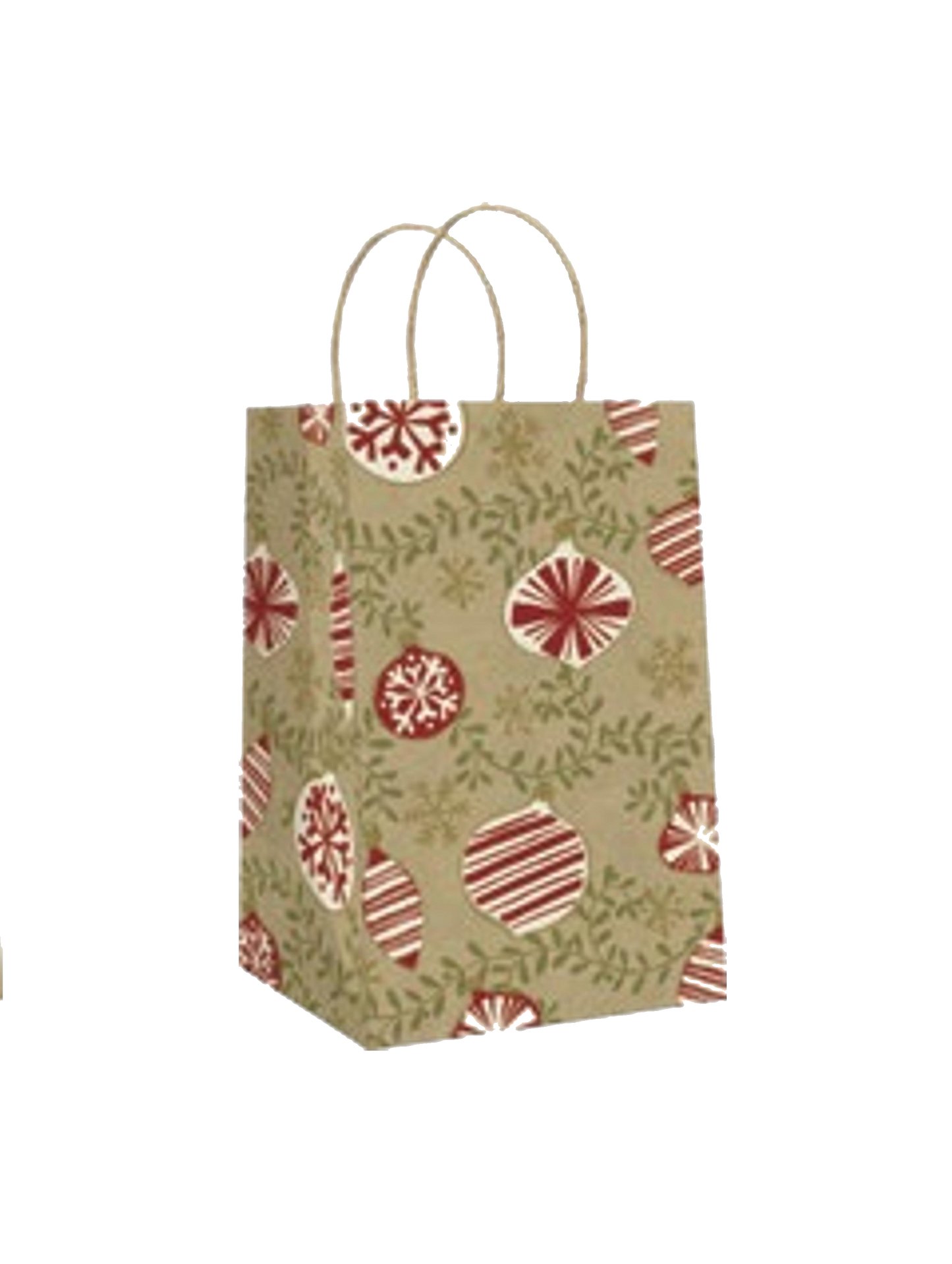 Holiday Jr Cub Kraft Gift Bags - Ornaments