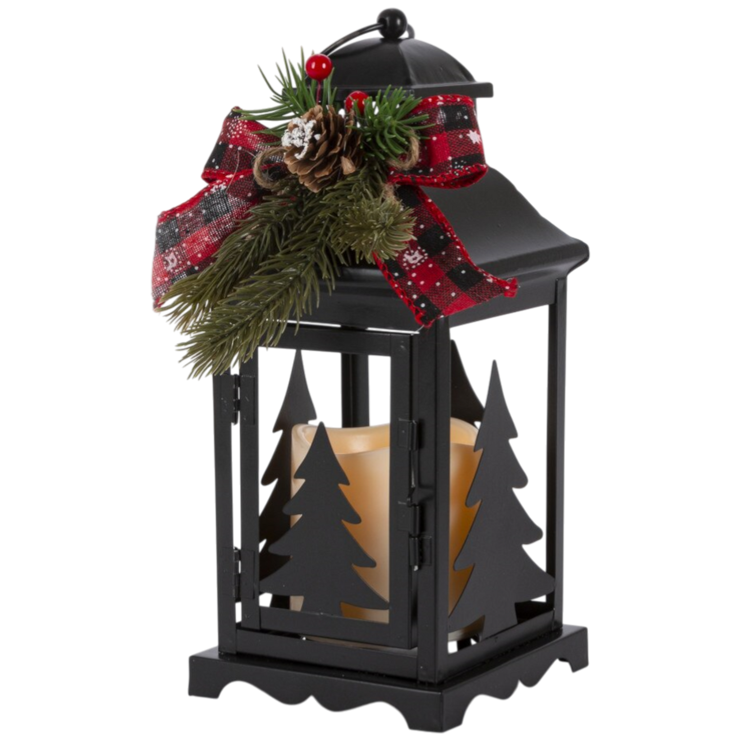 10.5-Inch Lighted Metal Lanterns with Timer (Set of 2)