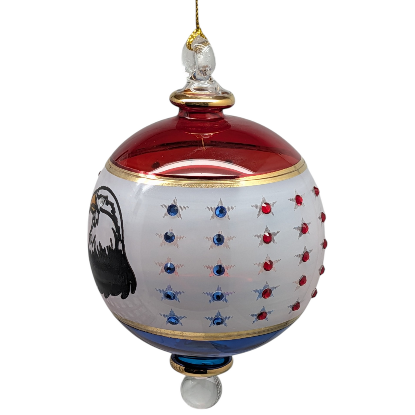 American Eagle with 50 Crystal Stars Ball Ornament