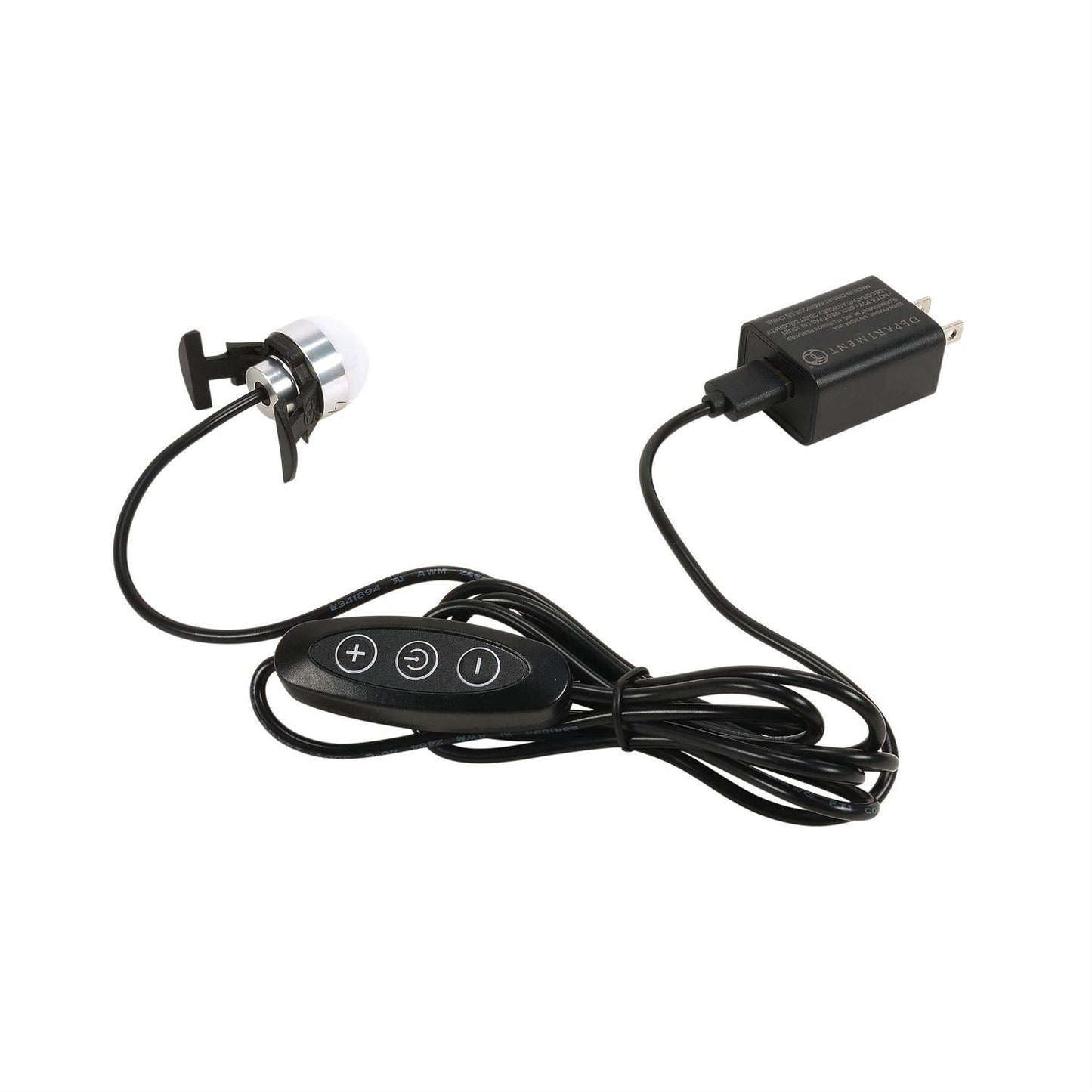 Black USB Cord & Power Adapter with White LED Bulb