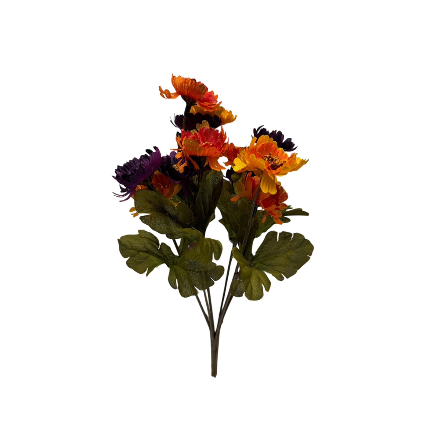 11 inch Faux Mini Straw Dasies - Orange Yellow Purple Flowers