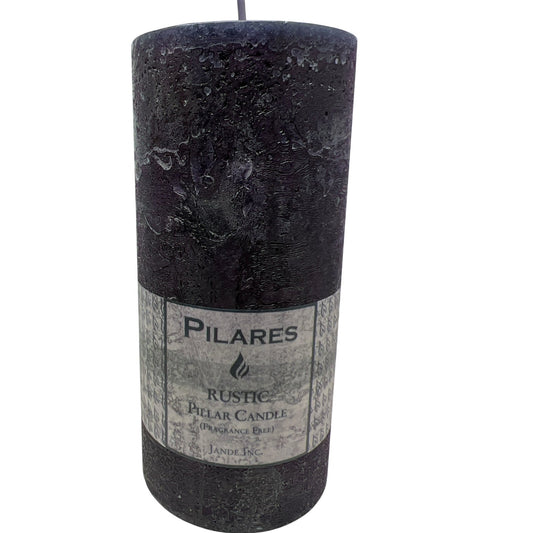 Rustic Pillar Candle - 6 Inch Black