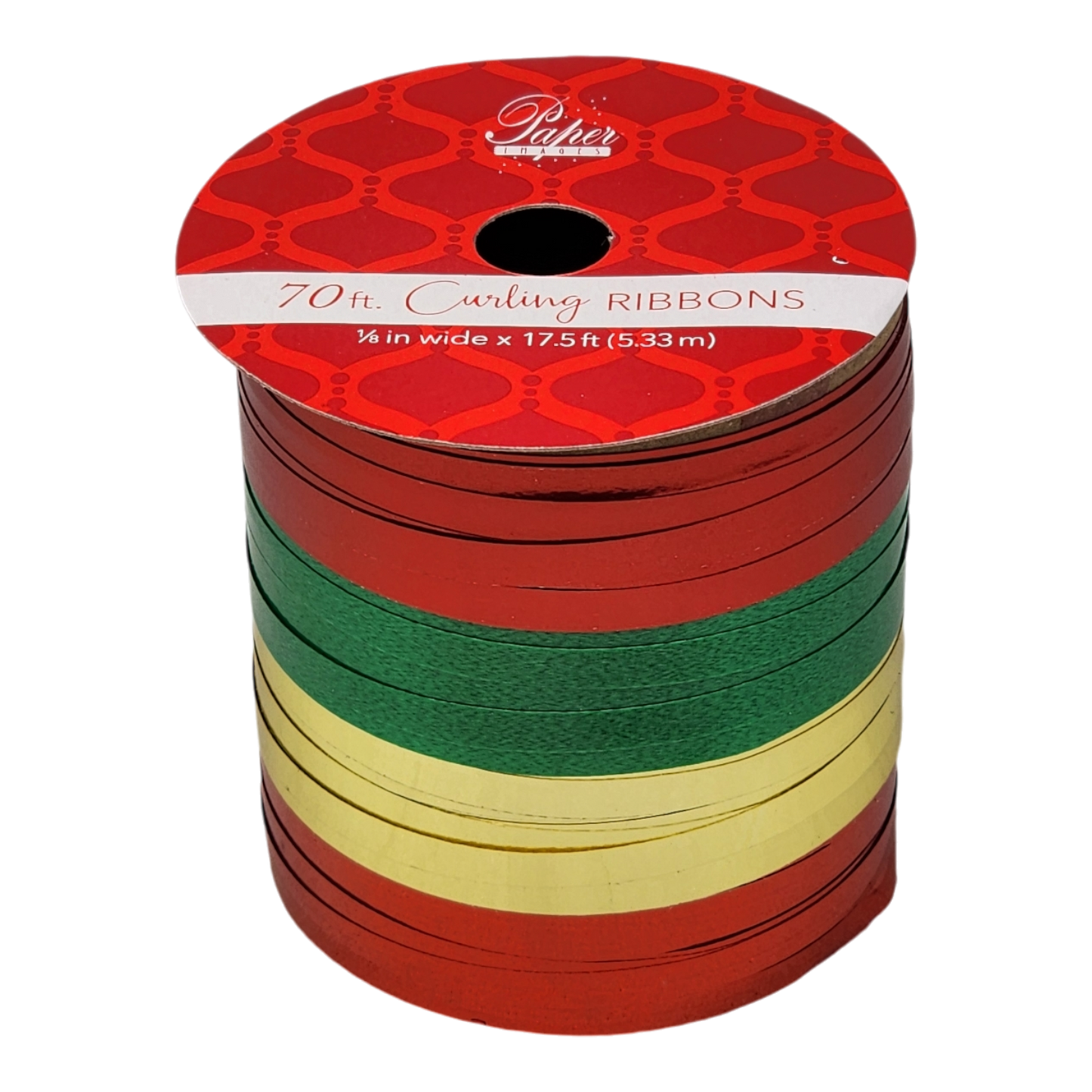1/8 Inch Curling Ribbon - 4 Colors - 17.5 Feet Each - Red/Green/Gold