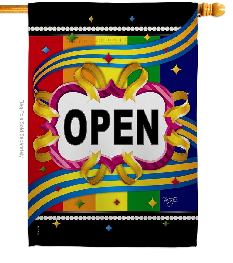 Rainbow  Brights Welcome Open Flag