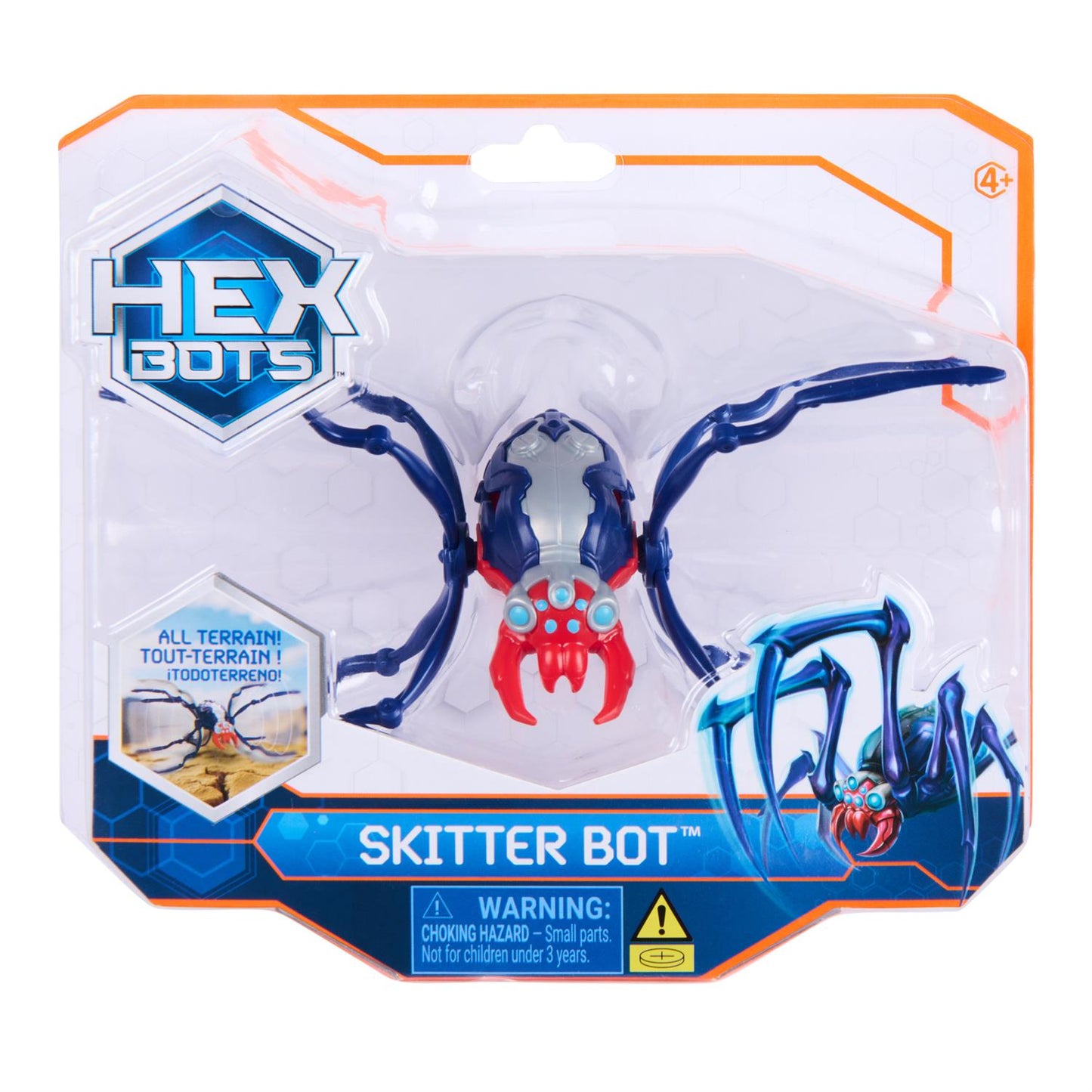 HEX BOTS Skitter Bot Spider - Red Blue and Silver