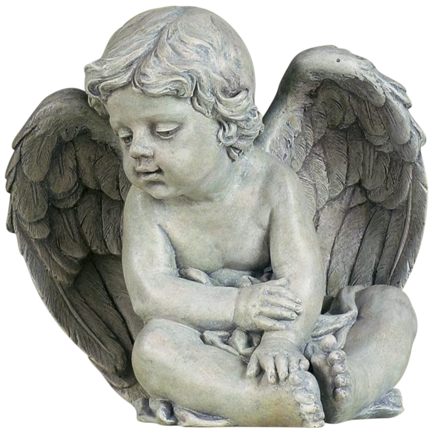 Sitting Cherub - 9.5 inch Garden Statue -
