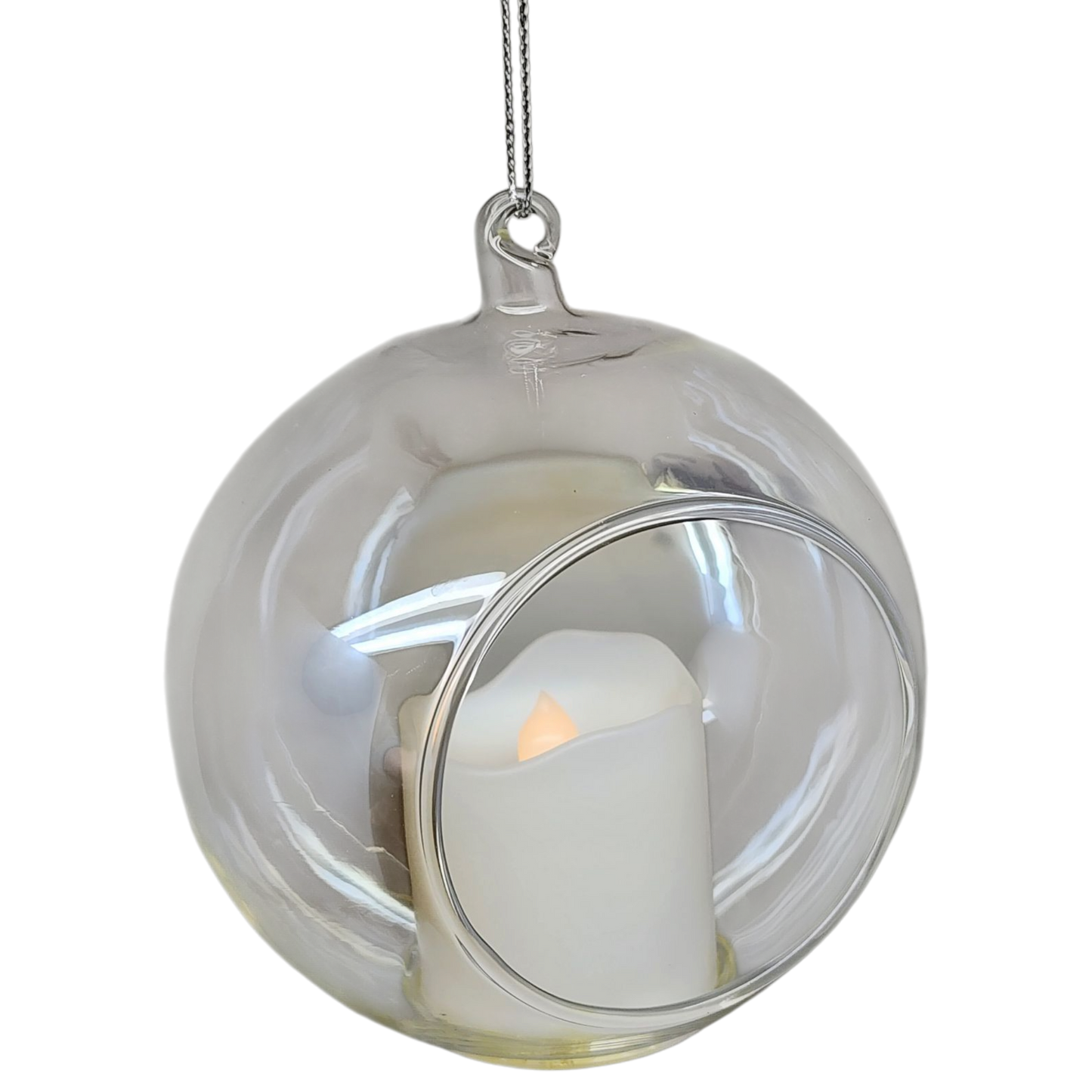 Battery-Operated Lighted LED Candle In Glass Ball Ornament