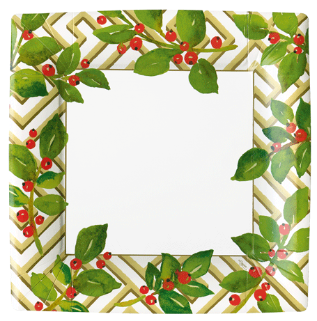 Holly And Fretwork White  - Dinner Plate