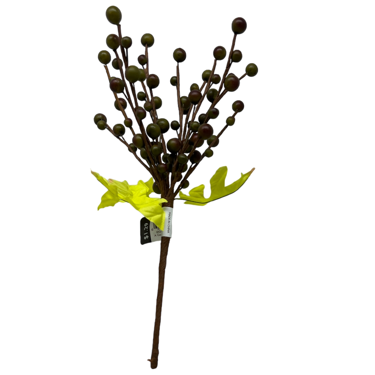 Green Berry Spray  With Autumn Leaves 10  Inch