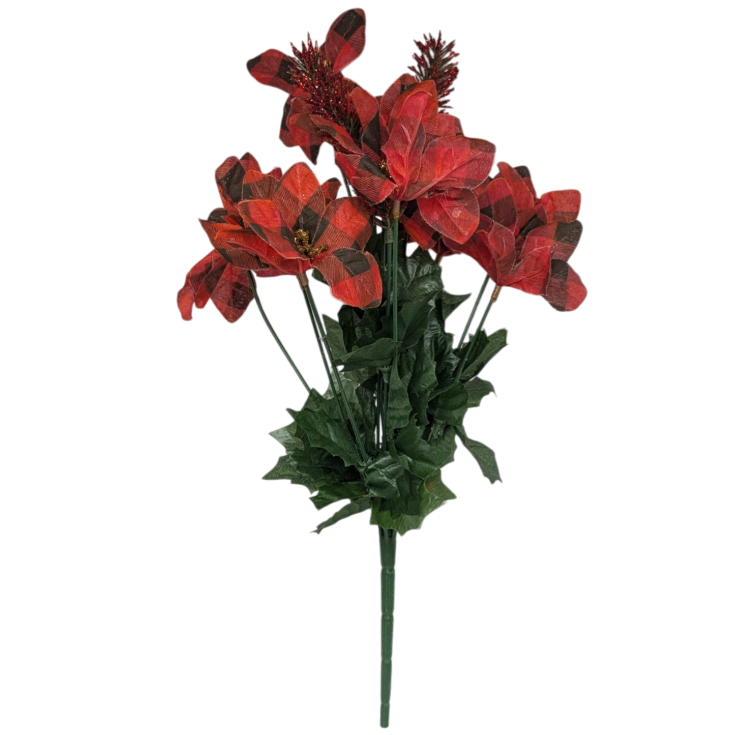 18-Inch Plaid Poinsettia Bush