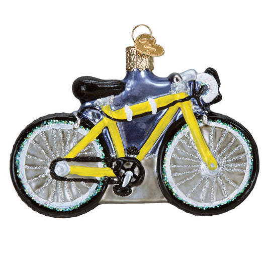 Road Bike Glass Ornament