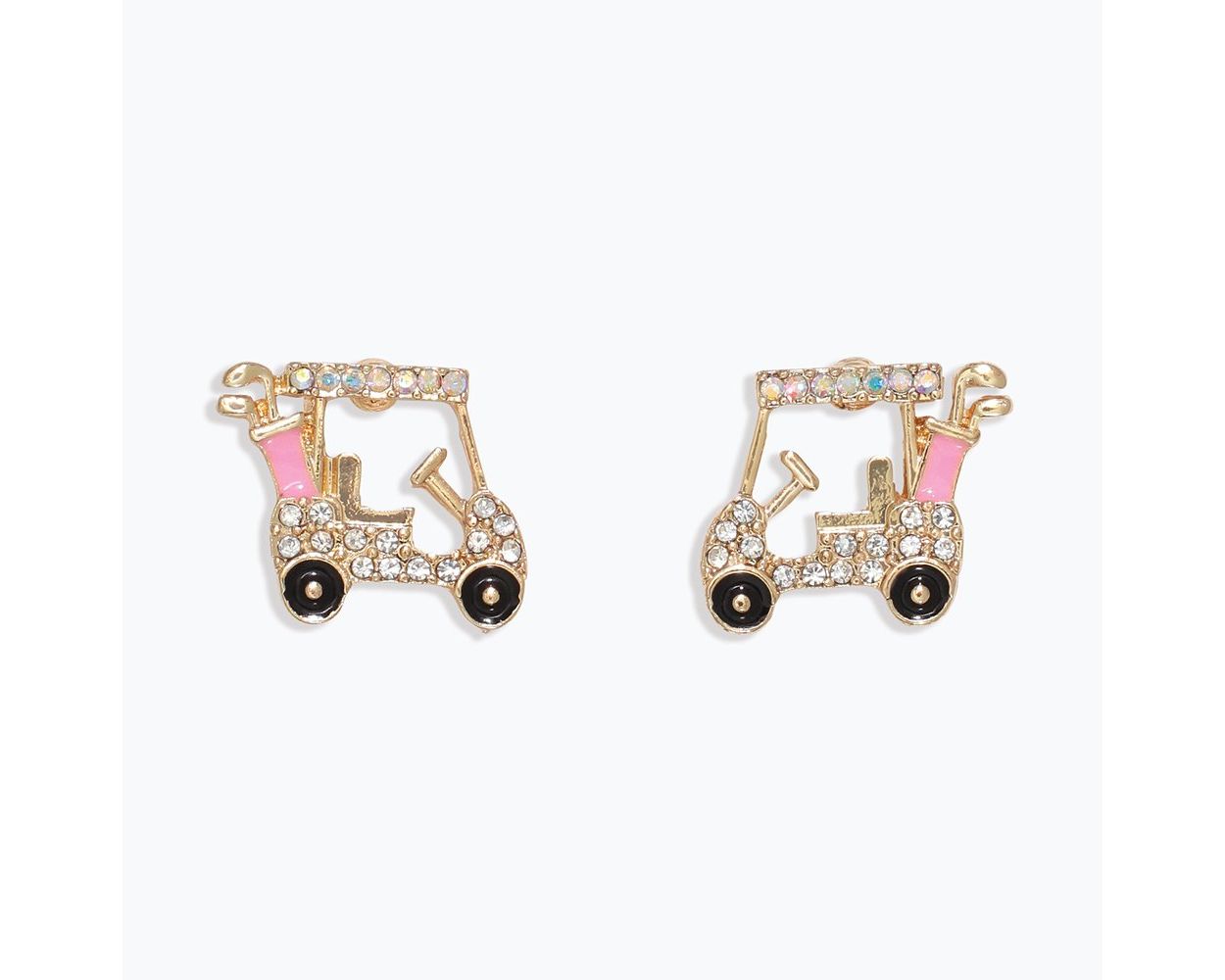 Crystal Golf Cart Earrings – Gold-Tone