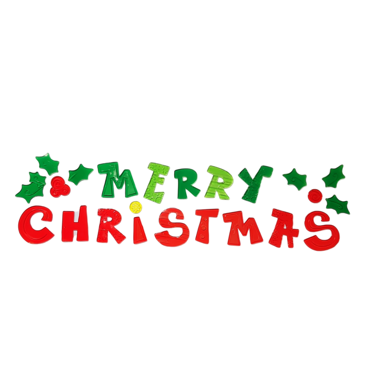 Wide Window Gel Clings - Merry Christmas Holly