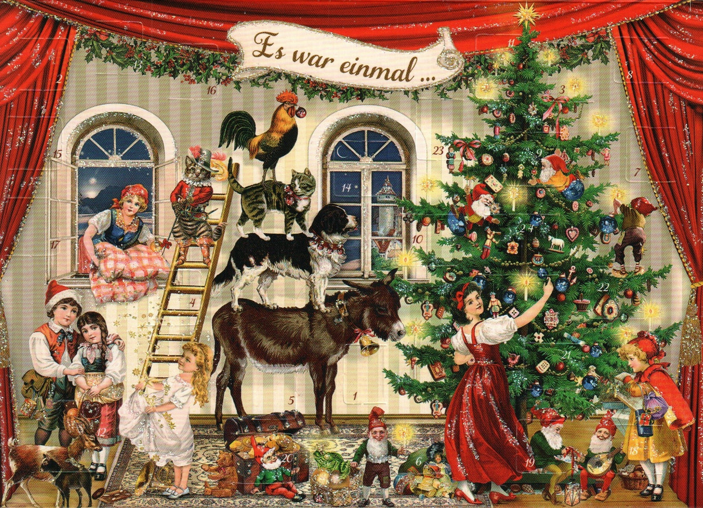 Coppenrath Mini Advent Card With Envelope - Trimming the Tree