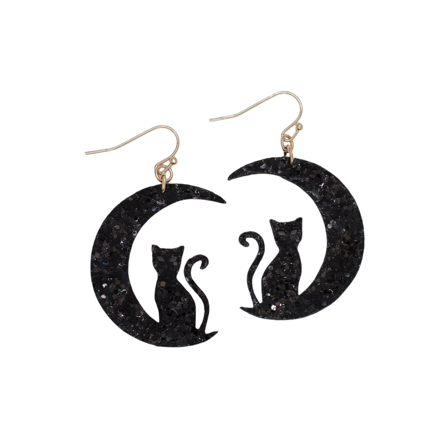 Cat with Moon Silhouette Earrings
