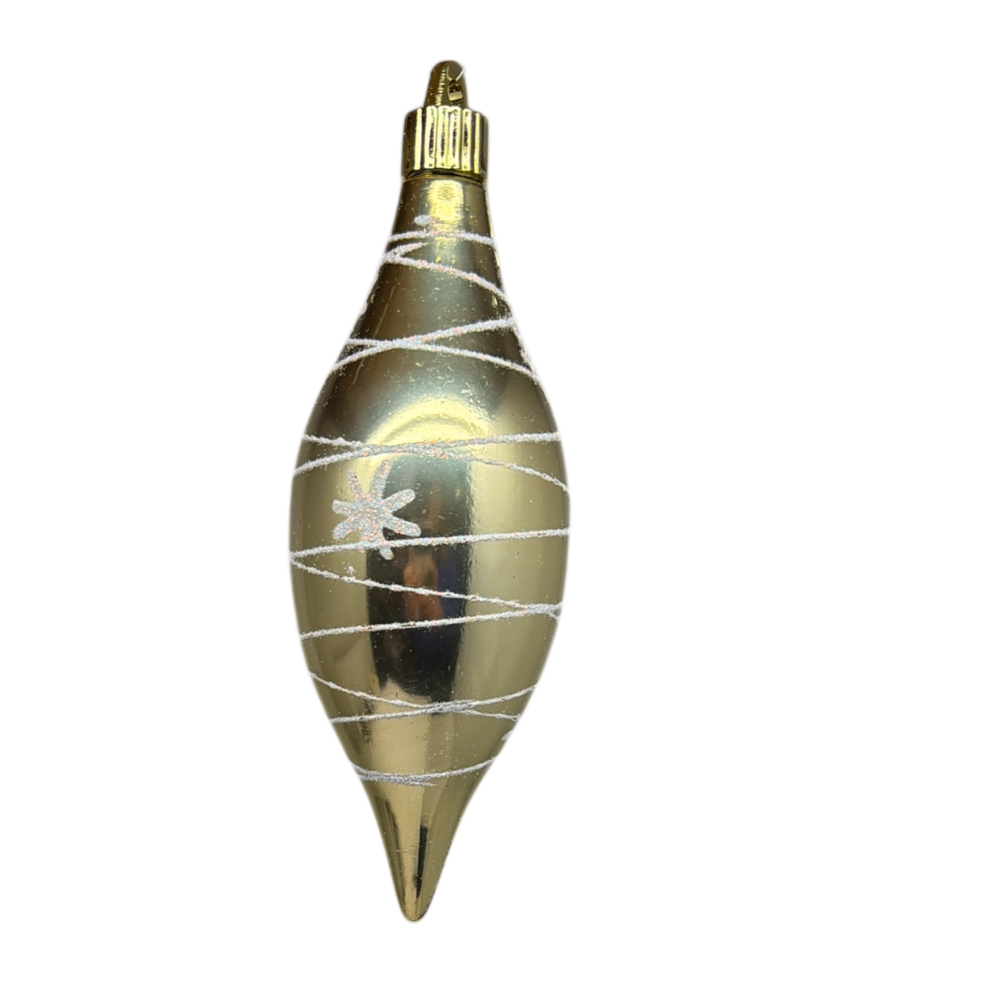 7" Shatterproof Finial Ornament Set – Gilded Gold with Tangles and Stars