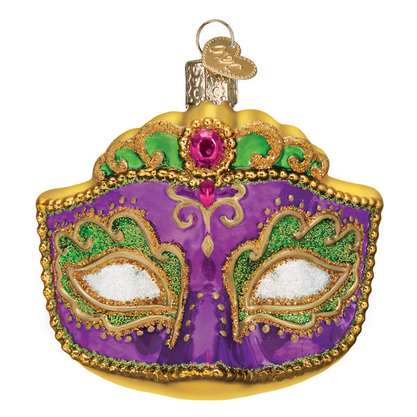Mardi Gras Mask Glass Ornament
