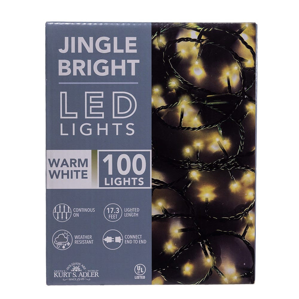 Jingle Bright 100 LED Light Set - Warm White - Green Wire