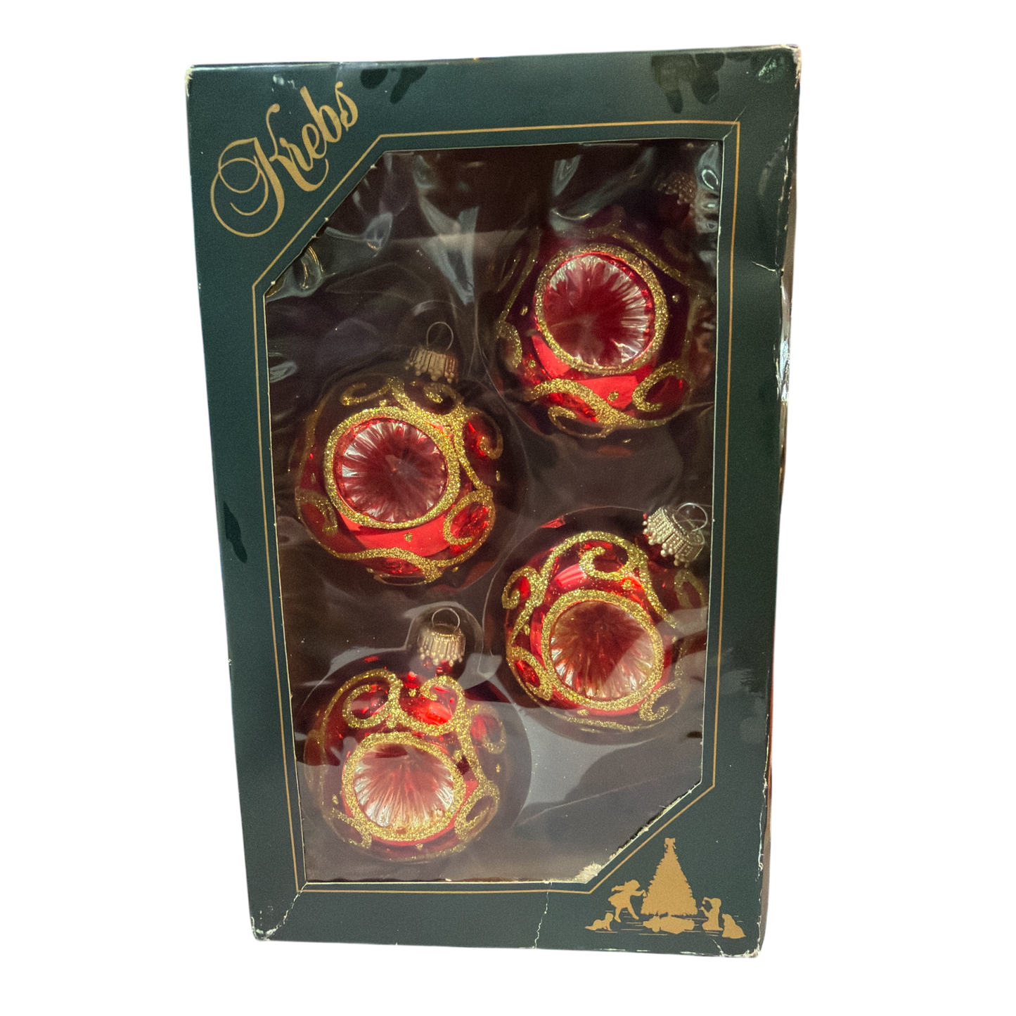 Krebs  Glass Ornament 4 pack - Red Reflective