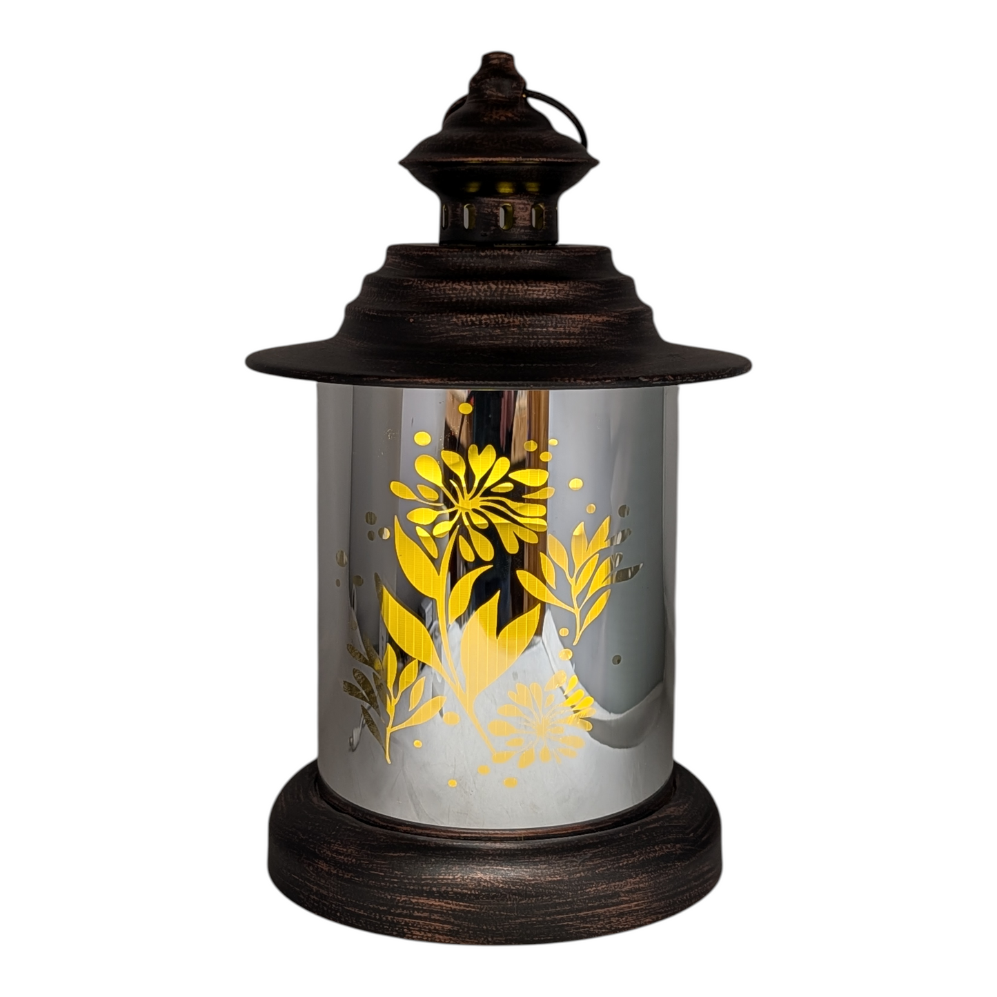 Floral Glass Cylinder Lantern -