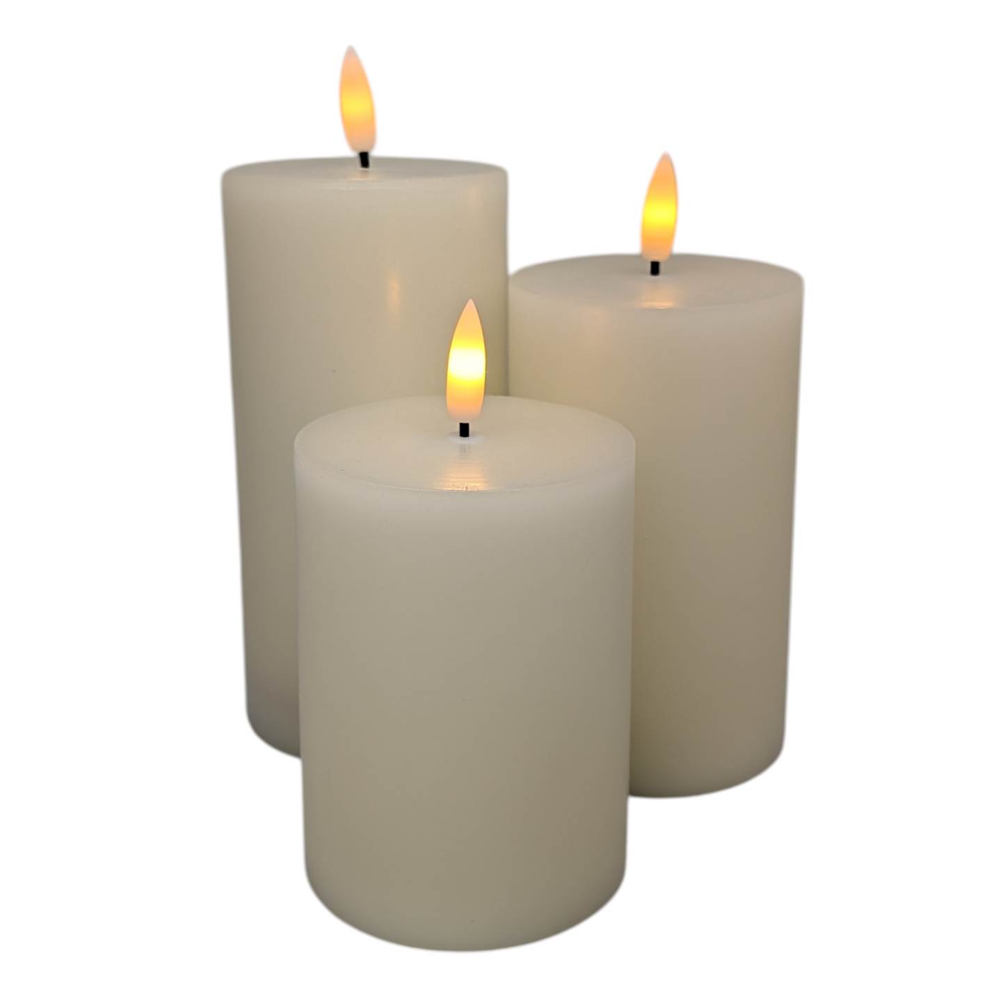 FlameWick Ivory Wax Pillar Candle Set