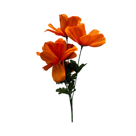 13 inch Faux Orange Cosmos Flower Bouquet