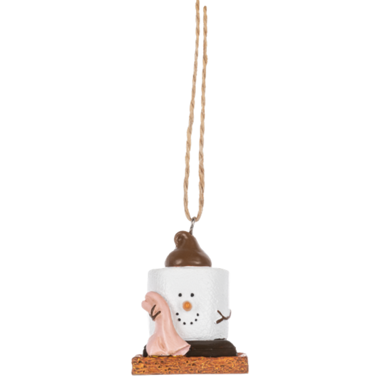 S'mores Baby in Pink: A Cozy Campfire Cherub Ornament