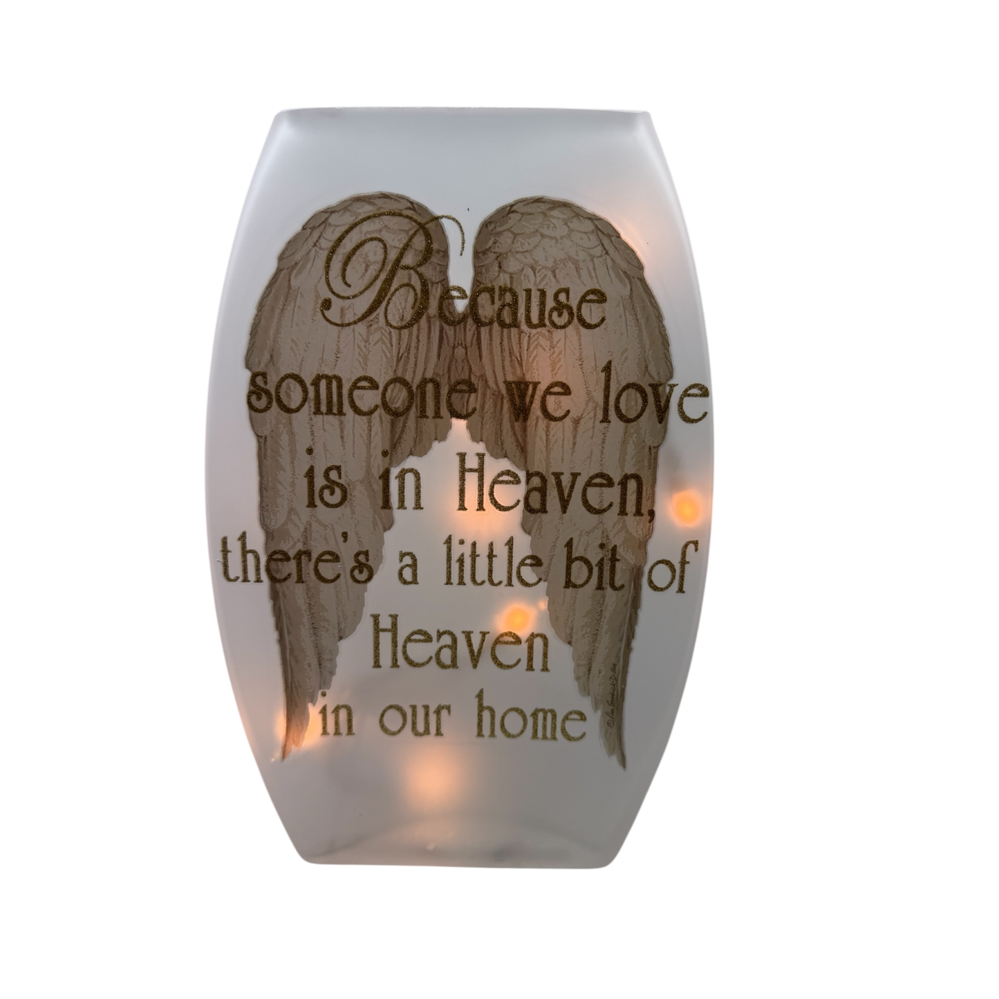 A Piece of Heaven is in our Home Lighted Vase - Gold Lettering