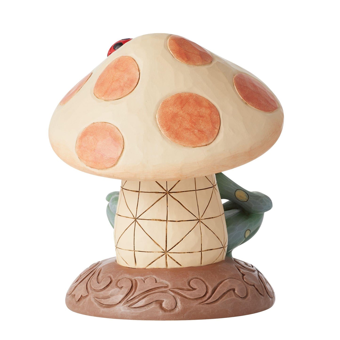 Frog Leaning on Mushroom Figurine