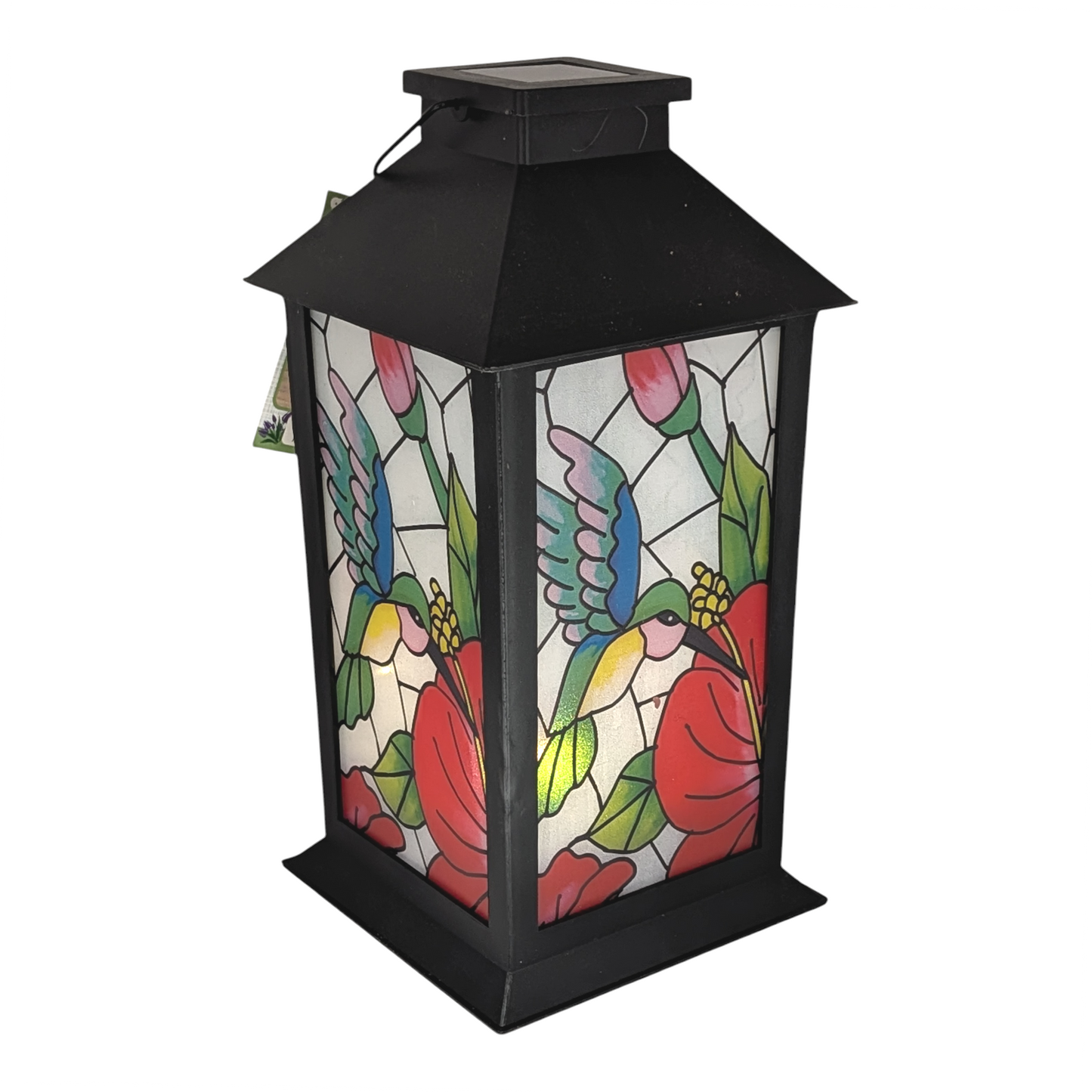 Solar Powered Stained Glass Style 11" Lantern -