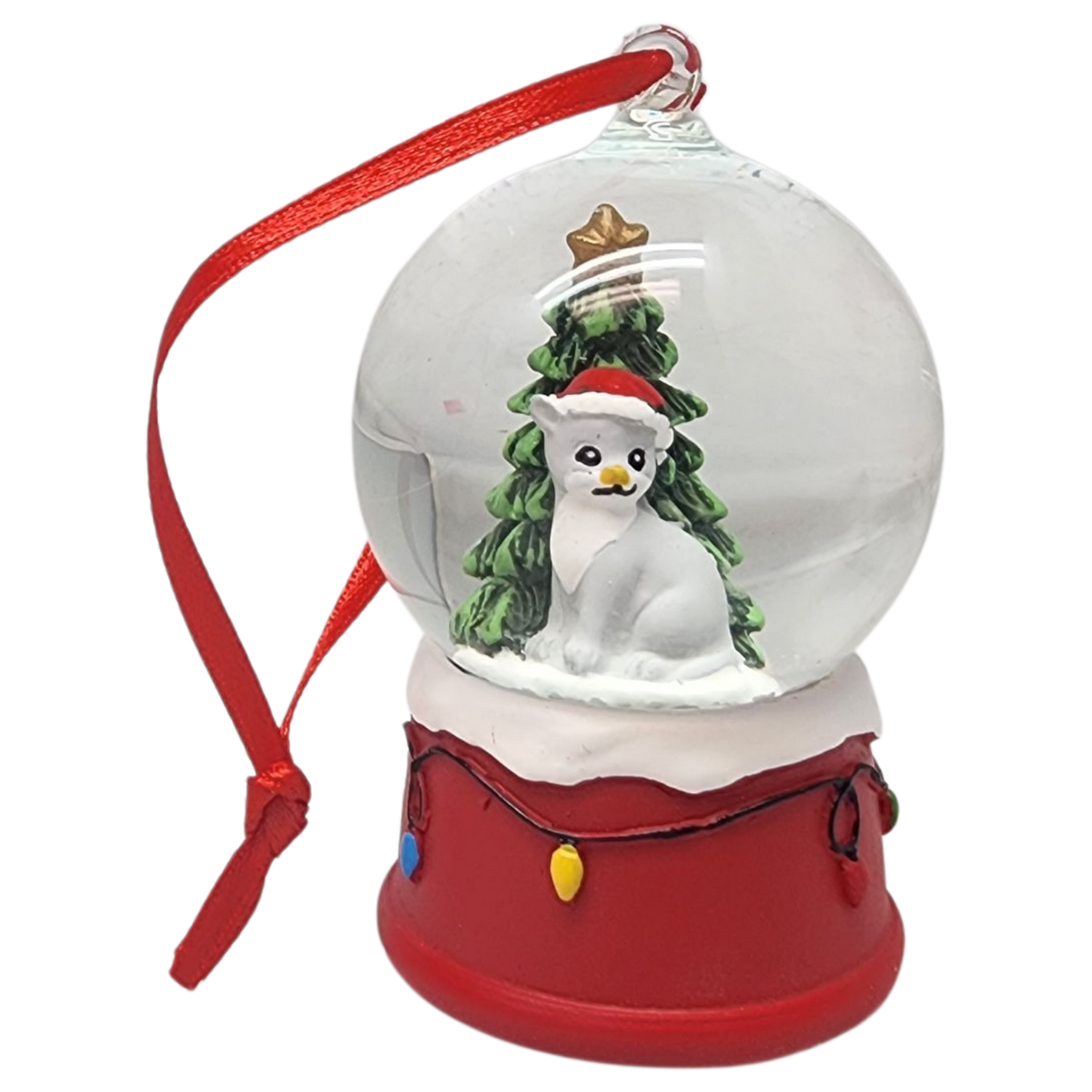Charming Kitty Snow Globe Ornament - Grey Cat
