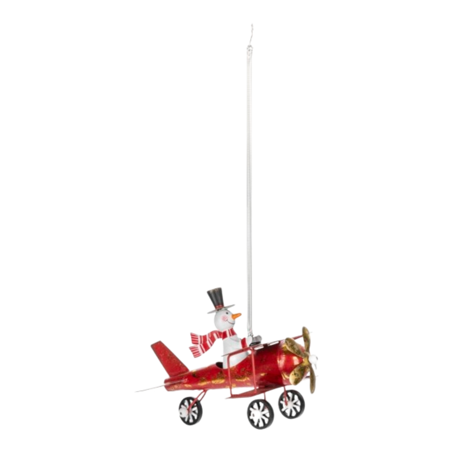 Springy Snowman Bi-plane Ornament
